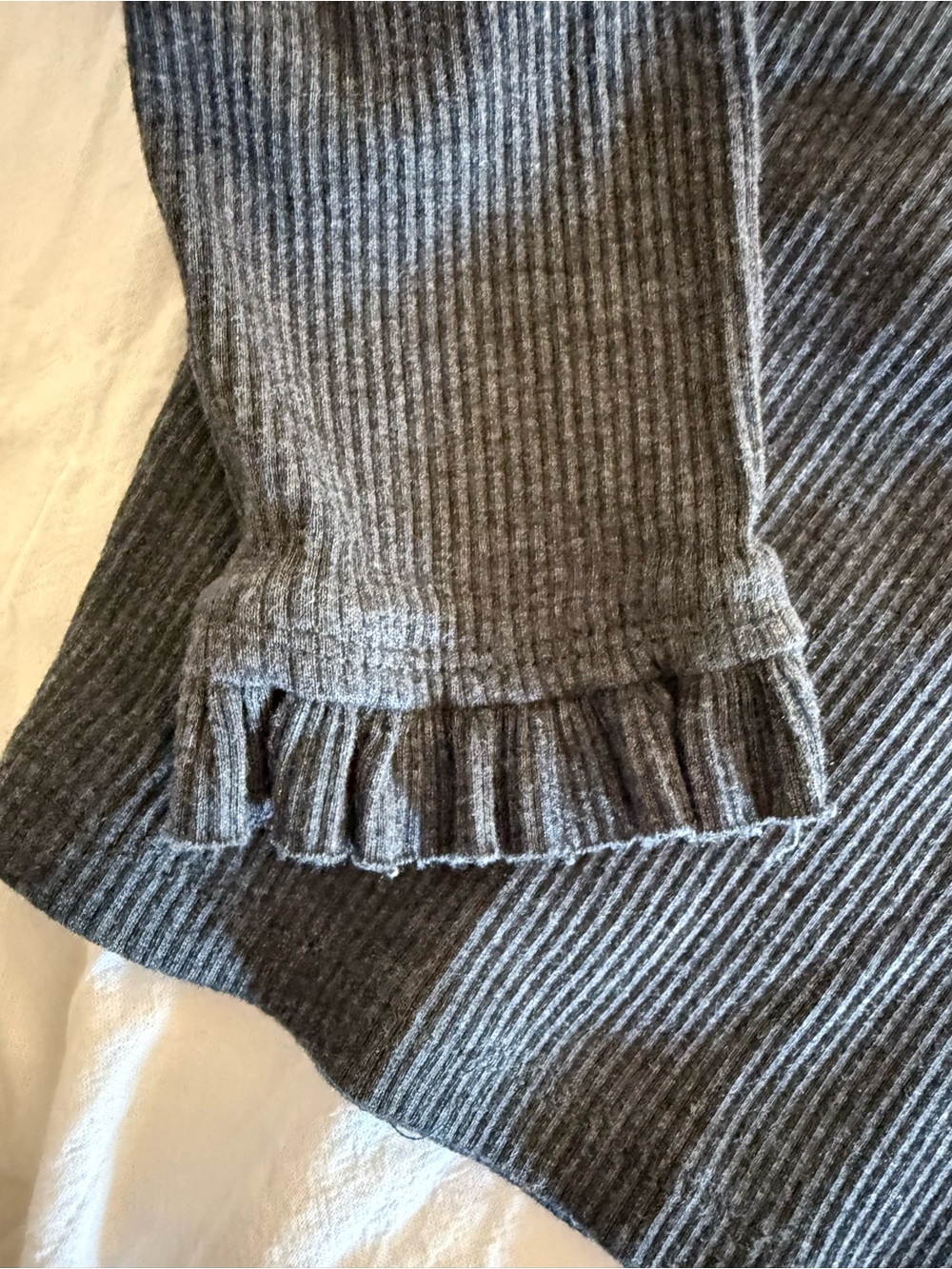 J. Crew Charcoal Rib Ruffle Mock Neck Slim fit Shirt Size Large - Picture 5 of 9